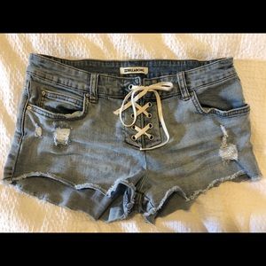 Stretch Denim Billabong Lace Up Shorts!